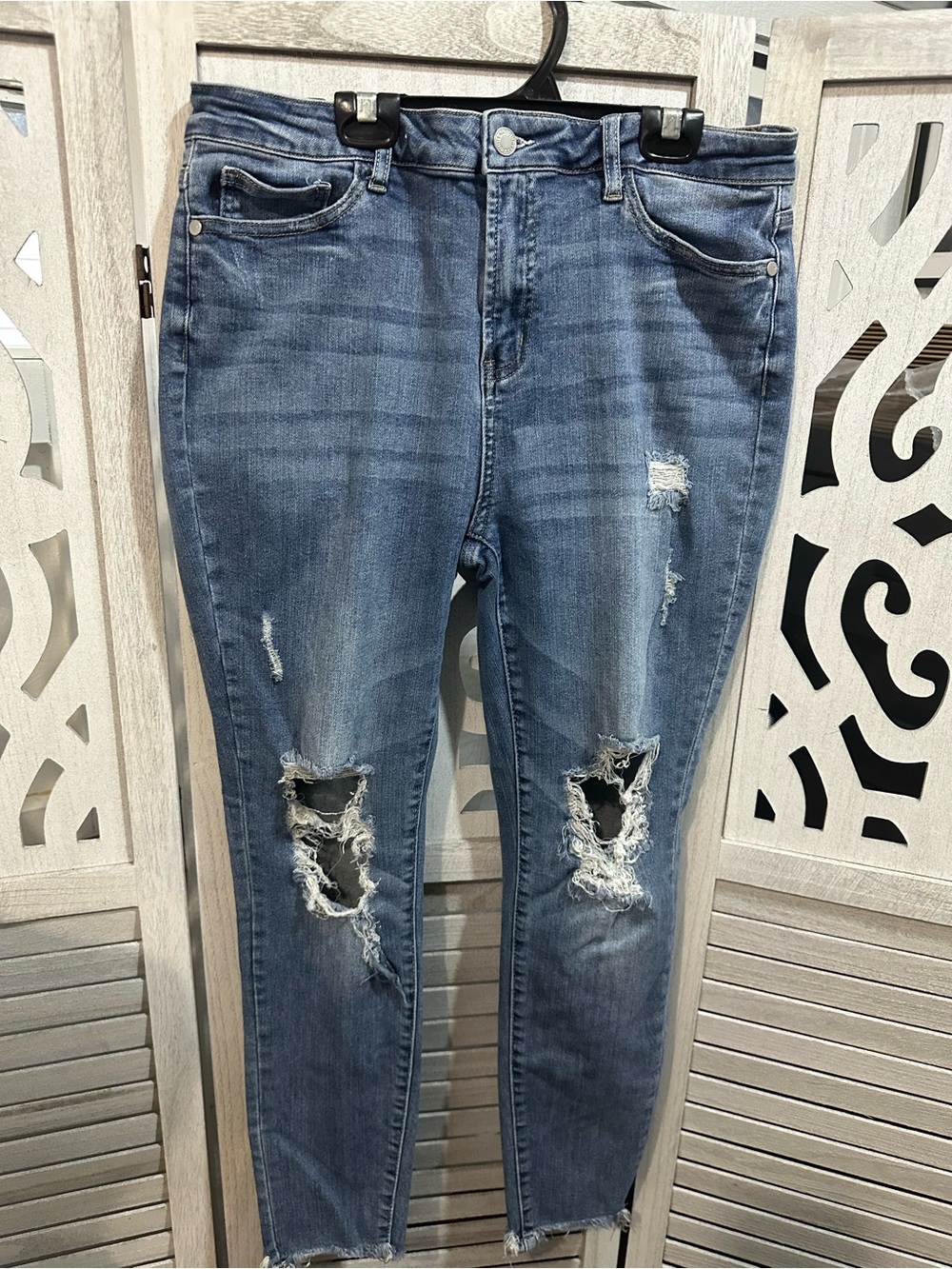 Judy Blue Ripped Skinny Jeans in Medium Blue Wash